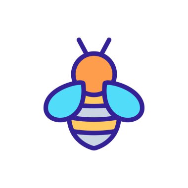 Arı simgesi vektörü. İzole edilmiş kontür sembolü gösterimi