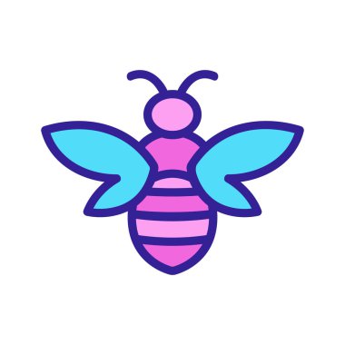 Arı simgesi vektörü. İzole edilmiş kontür sembolü gösterimi