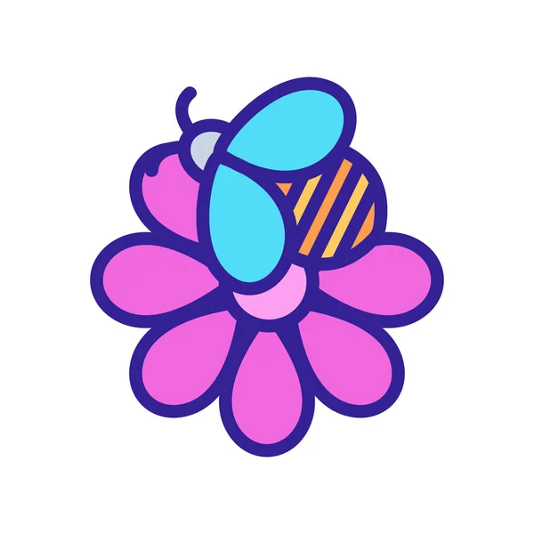 Abeja icono de la flor vector. Ilustración del símbolo de contorno aislado — Vector de stock