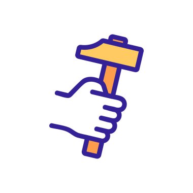 Demirci çekiç el ikonu vektörü. İzole edilmiş kontür sembolü gösterimi