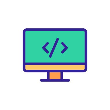 Kod programlama simgesi vektörü. İzole edilmiş kontür sembolü gösterimi