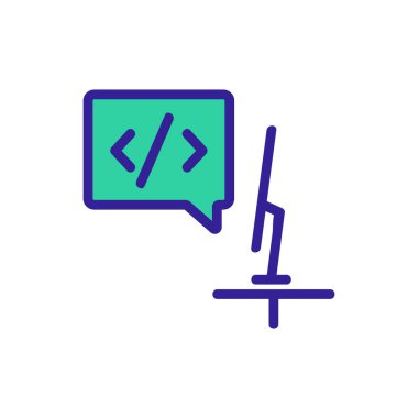 Programcı simgesi vektörü. İzole edilmiş kontür sembolü gösterimi