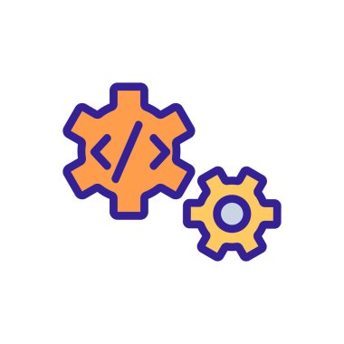 Kod programlama simgesi vektörü. İzole edilmiş kontür sembolü gösterimi