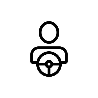 Sürücü simgesi vektörü. İzole edilmiş kontür sembolü gösterimi