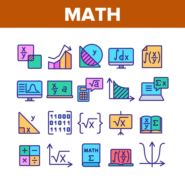 Matemáticas Educación Colección Iconos Set Vector Fórmula Función Matemáticas Figura — Vector de stock