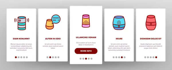 Altavoz Asistente Onboarding Iconos Set Vector Asistencia Para Altavoces Voz — Vector de stock