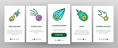 Meteor Kozmik Gövdesi Simgelere Yükleniyor Vektör Ayarlandı. Uzay Meteoru, Alev Kuyruklu Göktaşı, Yanan Kuyruklu Yıldız Dünya 'da Uçuyor