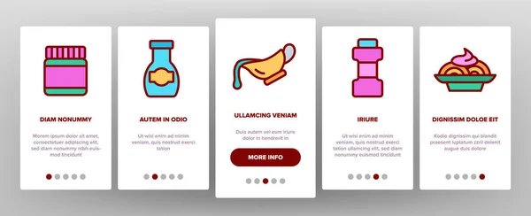 Sauce Spicy Cream Onboarding Icons Set Vector Vorhanden Ketchup Senf — Stockvektor