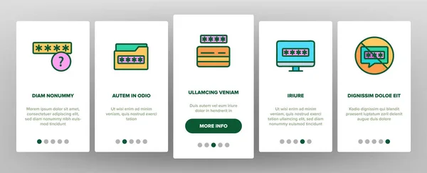 Passwortschutz Onboarding Icons Set Vector Ordner Sicherheits Passwort Und Cloud — Stockvektor