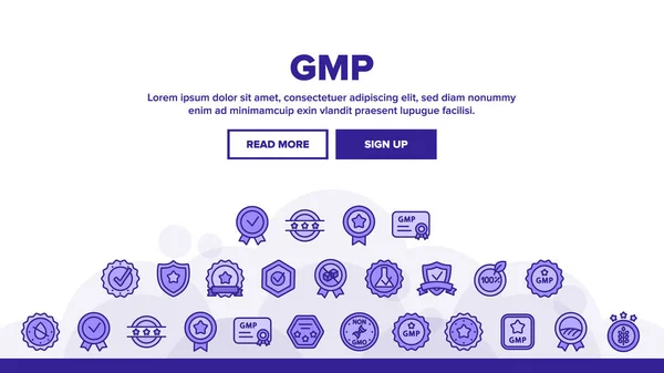 Gmp Sertifikalı Mark Niş Sayfa Başlığı Sancak Şablonu Vektörü Gmp — Stok Vektör