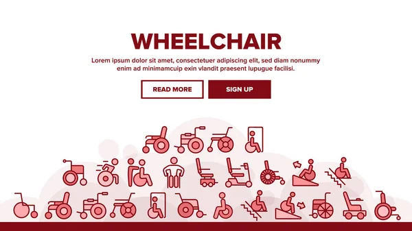 Fauteuil Roulant Pour Invalide Landing Web Page Header Banner Template — Image vectorielle