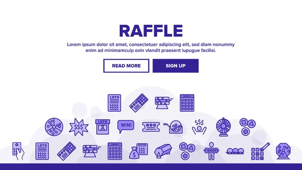 Raffle Gamble Lottery Landing Ιστοσελίδα Header Banner Πρότυπο Διάνυσμα Raffle — Διανυσματικό Αρχείο