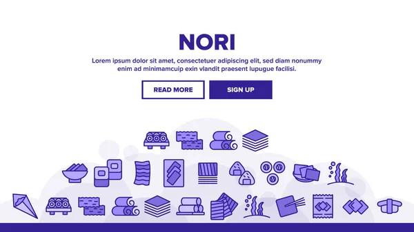 Nori Seaweed Asia Food Landing Web Page Header Banner Template — Stockový vektor