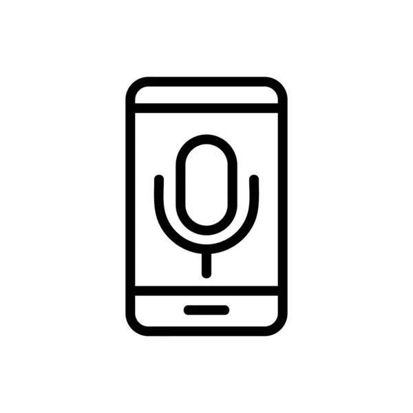 Phone Microphone Icon Vector Thin Line Sign Isolated Contour Symbol — Stock Vector