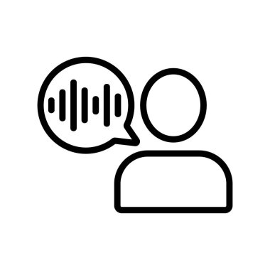 Adamım, ikon vektörünün sesi. İnce çizgi işareti. İzole edilmiş kontür sembolü gösterimi