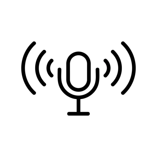 Mikrofon Kontrol Ikonu Vektörü Nce Çizgi Işareti Zole Edilmiş Kontür — Stok Vektör