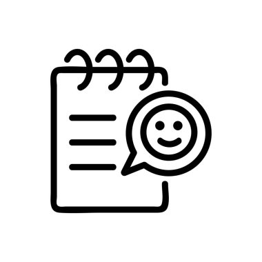 Not defteri, pozitif eleştiri simgesi vektörü. İnce çizgi işareti. İzole edilmiş kontür sembolü gösterimi