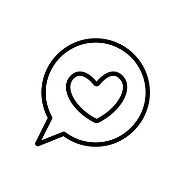 Kalp, mesaj ikon vektörü. İnce çizgi işareti. İzole edilmiş kontür sembolü gösterimi