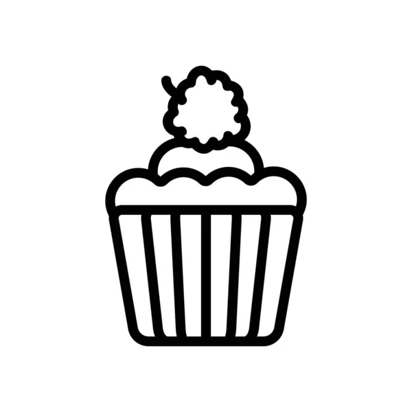 Raspberry Cupcake Vector Icono Signo Línea Delgada Ilustración Del Símbolo — Vector de stock