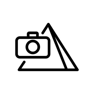 Mısır piramit ikon vektörü. İnce çizgi işareti. İzole edilmiş kontür sembolü gösterimi