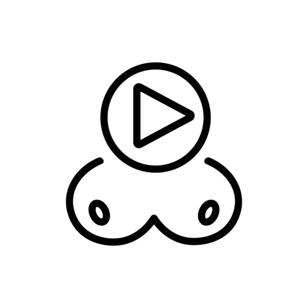 胸ビデオアイコンベクトル 細い線の記号 独立した輪郭シンボルイラスト — ストックベクタ