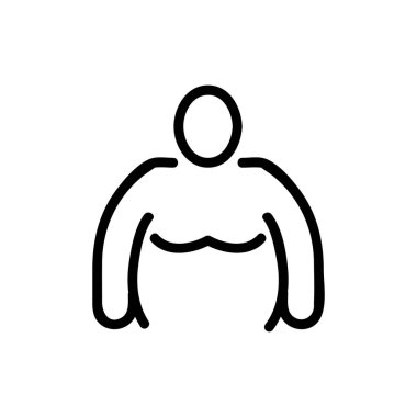 Şişman adam ikon vektörü. İnce çizgi işareti. İzole edilmiş kontür sembolü gösterimi