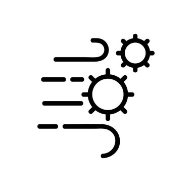 Hava ikon vektöründeki virüs. İnce çizgi işareti. İzole edilmiş kontür sembolü gösterimi