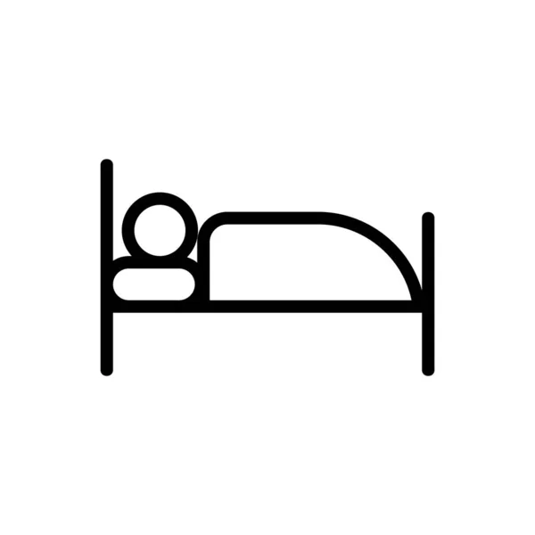 Hombre Encuentra Vector Icono Cama Signo Línea Delgada Ilustración Del — Vector de stock