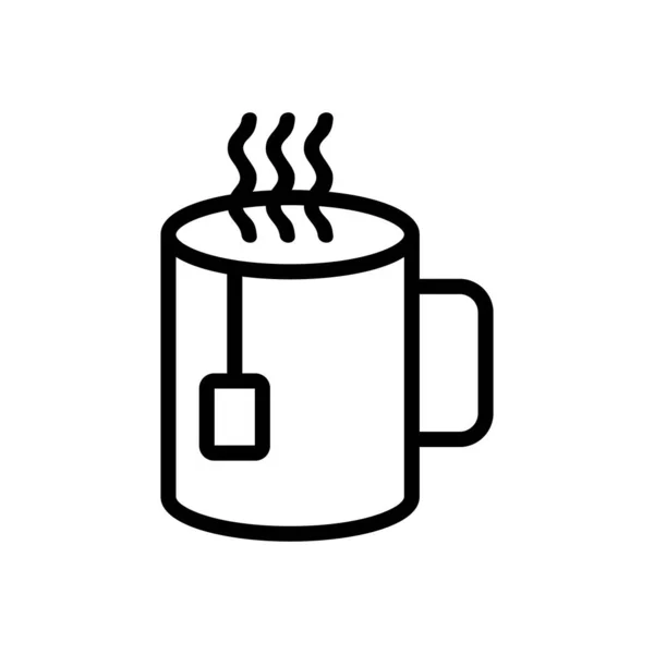 杯子热茶图标向量 细线标志 孤立的等高线符号说明 — 图库矢量图片