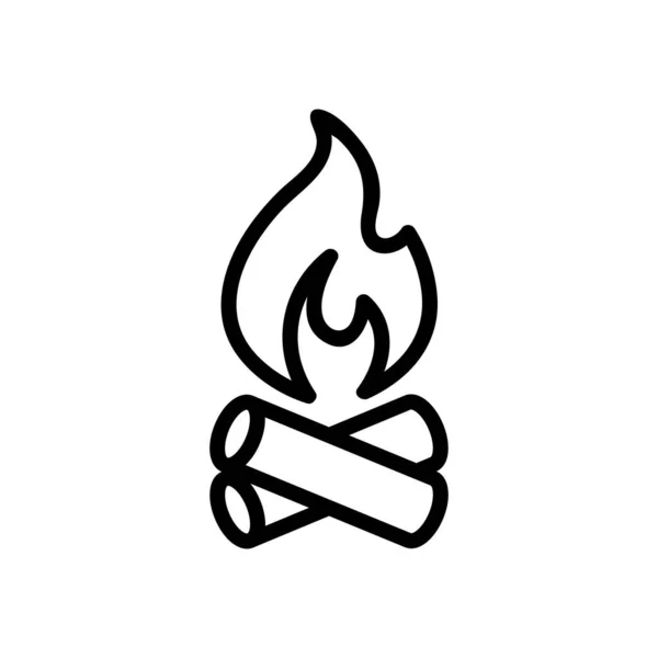 Icono Fuego Madera Vector Signo Línea Delgada Ilustración Del Símbolo — Vector de stock