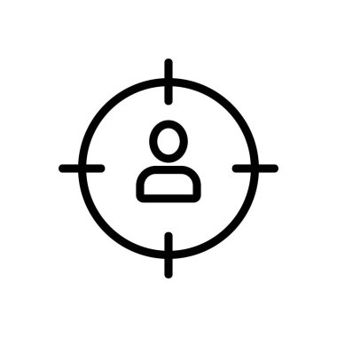 Erkek görüş simgesi vektörü. İnce çizgi işareti. İzole edilmiş kontür sembolü gösterimi