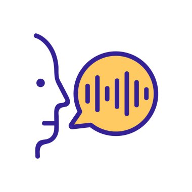 Adam ikon vektörünü konuşuyor. İnce çizgi işareti. İzole edilmiş kontür sembolü gösterimi