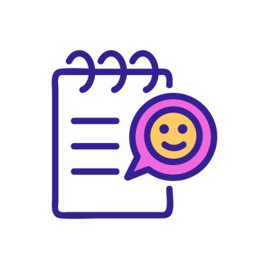 Not defteri, pozitif eleştiri simgesi vektörü. İnce çizgi işareti. İzole edilmiş kontür sembolü gösterimi