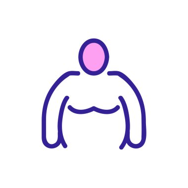 Şişman adam ikon vektörü. İnce çizgi işareti. İzole edilmiş kontür sembolü gösterimi