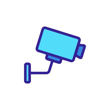 CCTV kamera ikon vektörü. İnce çizgi işareti. İzole edilmiş kontür sembolü gösterimi