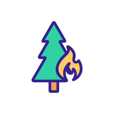 Orman ikon taşıyıcıyı yakıyor. İnce çizgi işareti. İzole edilmiş kontür sembolü gösterimi