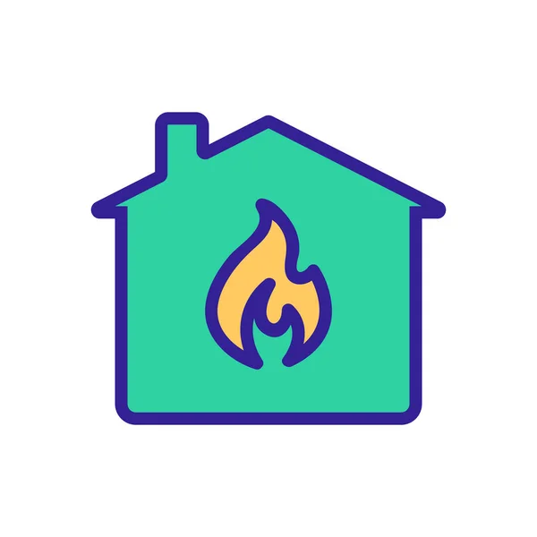 家の火災アイコンベクトル 細い線の記号 独立した輪郭シンボルイラスト — ストックベクタ
