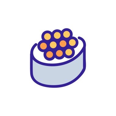 Suşi, havyar ikonu vektörü. İnce çizgi işareti. İzole edilmiş kontür sembolü gösterimi