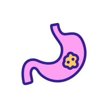 Kanser, mide ikonu vektörü. İnce çizgi işareti. İzole edilmiş kontür sembolü gösterimi