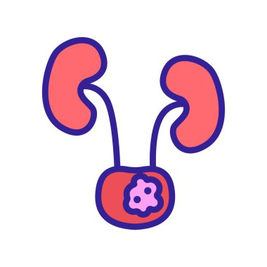 Kanser, yumurtalık ikonu vektörü. İnce çizgi işareti. İzole edilmiş kontür sembolü gösterimi