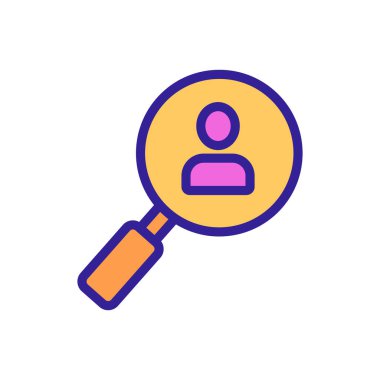 Büyüteç bir insan vektör simgesidir. İnce çizgi işareti. İzole edilmiş kontür sembolü gösterimi