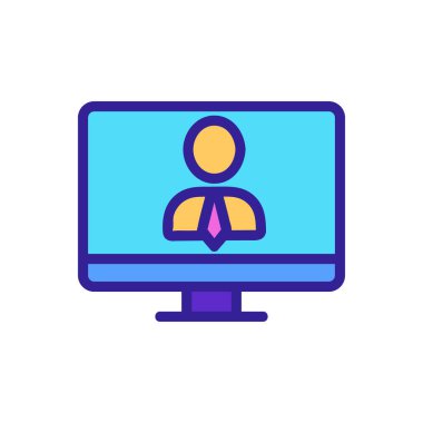 Video konferans ikon vektörü. İnce çizgi işareti. İzole edilmiş kontür sembolü gösterimi