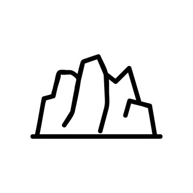 Dağlık ikon vektörü. İnce çizgi işareti. İzole edilmiş kontür sembolü gösterimi