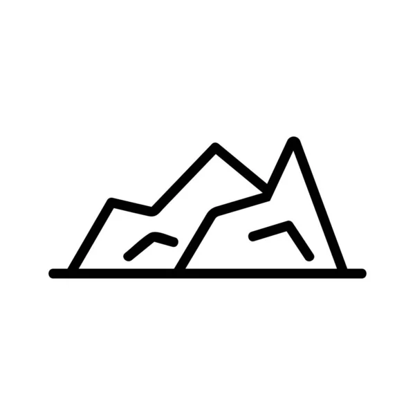 Bergskedja Ikon Vektor Tunn Linje Tecken Isolerad Kontur Symbol Illustration — Stock vektor