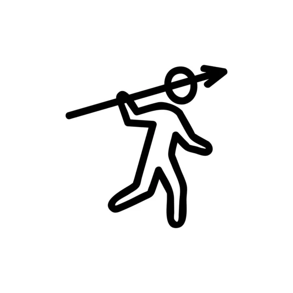 Охотник Вектором Иконок Копья Знак Тонкой Линии Изолированная Контурная Иллюстрация — стоковый вектор