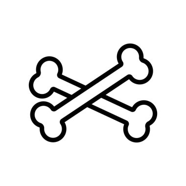 Kemik simgesi vektörü. İnce çizgi işareti. İzole edilmiş kontür sembolü gösterimi