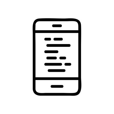 Telefon simgesi vektöründe metin. İnce çizgi işareti. İzole edilmiş kontür sembolü gösterimi