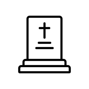 Mezar taşı ikon vektörü. İnce çizgi işareti. İzole edilmiş kontür sembolü gösterimi