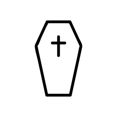 Mezar taşı ikon vektörü. İnce çizgi işareti. İzole edilmiş kontür sembolü gösterimi