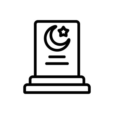 Mezar taşı ikon vektörü. İnce çizgi işareti. İzole edilmiş kontür sembolü gösterimi